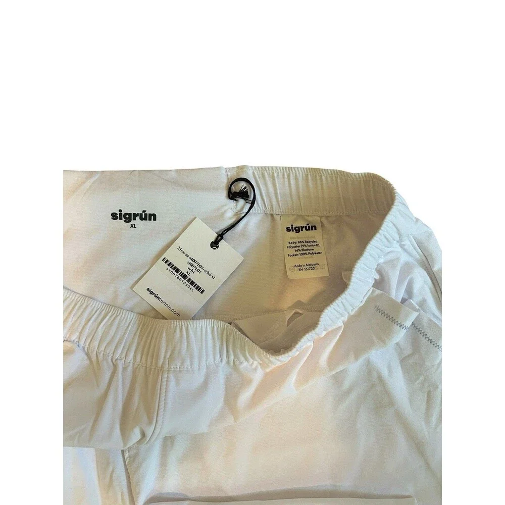 Sigrun Tennis Match Shorts Mens XL White Lightweight Performance Stretch